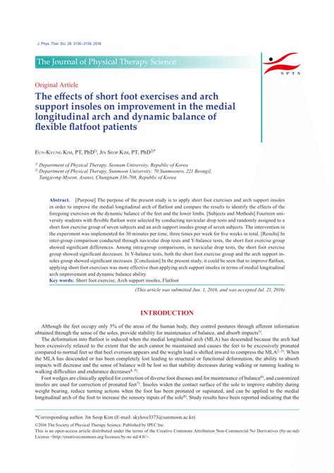 (PDF) The effects of short foot exercises and arch support insoles on ...