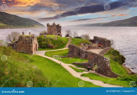 Scotland - Ranobow Over Urquhart Castle, Loch Ness - UK Stock Image - Image of tourism, urquhart ...