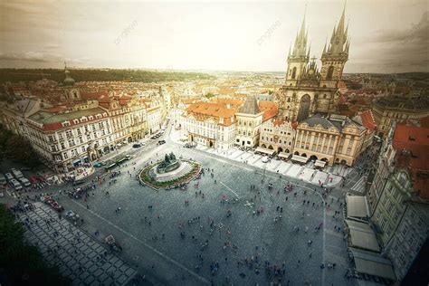 Old Town Square In Prague Czech Historic Tower Photo Background And ...