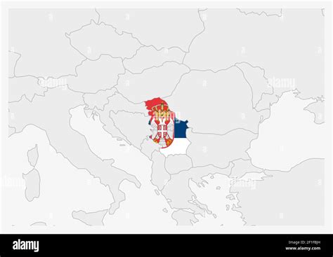 Serbia map highlighted in Serbia flag colors, gray map with neighboring countries Stock Vector ...