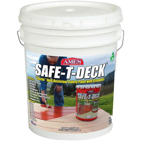 Ames Safe-T-Deck 5 gal. Red Slip Resistant Waterproof Deck Coating-SD5RD - The Home Depot