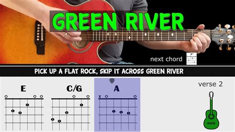 GREEN RIVER - CCR - Guitar lesson - Acoustic guitar (with chords ...