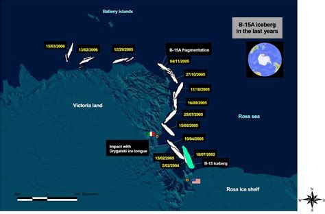 Iceberg B-15, between 2002 and 2006. Credit: Wikimedia Commons