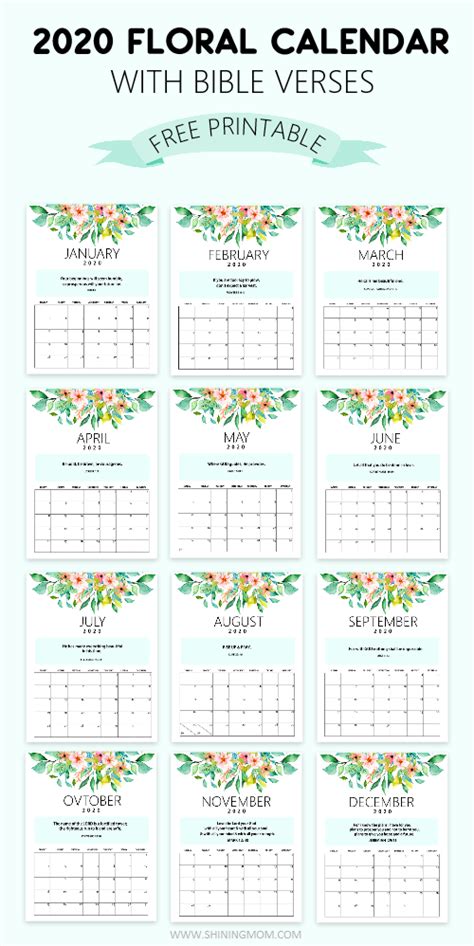 FREE 2020 Desk Calendar Printable with Bible Verses to Inspire You!