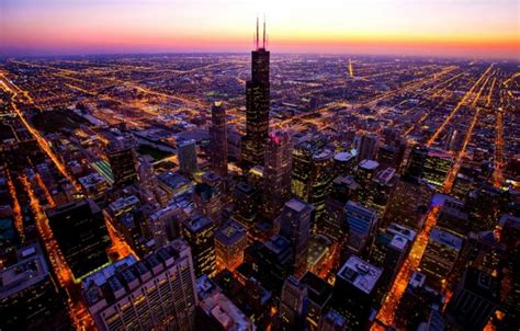 Chicago Sunset Wallpaper Amazing Wallpaper Hd Library - Helicopter Over ...