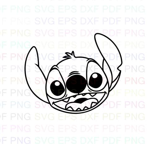 Stitch Face Smiling Lilo And Stitch Outline Svg Stitch | Etsy