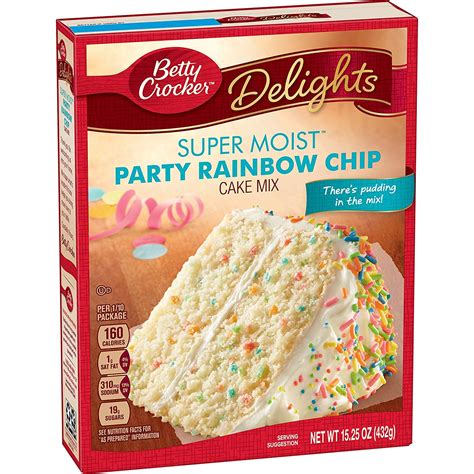 Amazon.com : Betty Crocker Delights Super Moist Party Rainbow Chip Cake ...