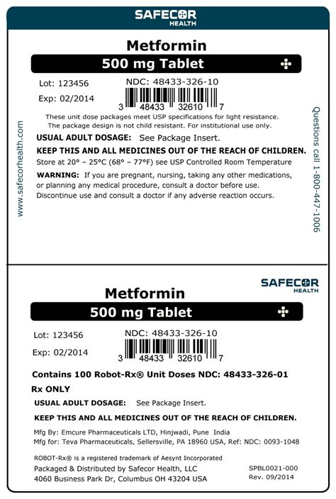 METFORMIN HYDROCHLORIDE TABLETS USP, 500 mg Rx only