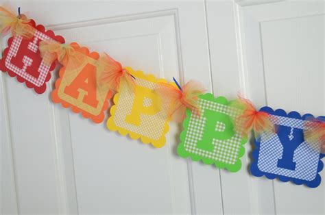 Happy 1st Birthday Banner Birthday Party Raimbow by lisamarDesigns