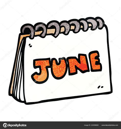 Cartoon Doodle Calendário Mostrando Mês Junho imagem vetorial de ...