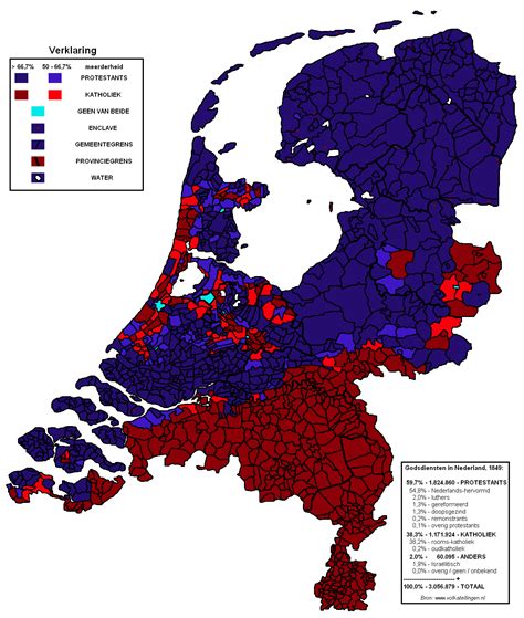 Religions in the Netherlands (1849) | Infographic map, Holland map, World geography