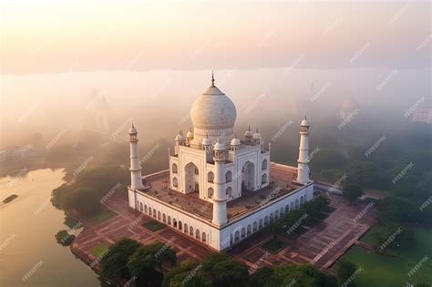 Premium Photo | Aerial view of Taj Mahal in the Indian city of Agra ...