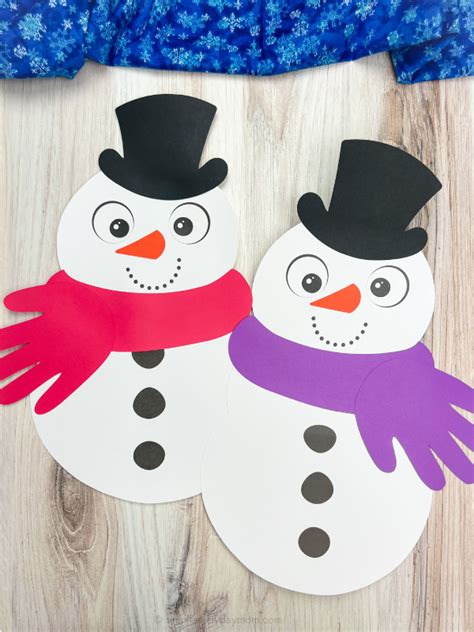 Handprint Snowman Craft For Kids [Free Template]