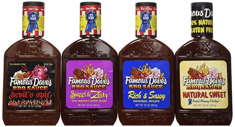 Famous Dave's BBQ Sauce Variety Bundle - Pack of 4