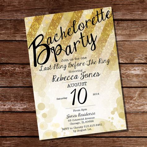 Gold Glitter Bachelorette Party Invitation – Sunshine Parties