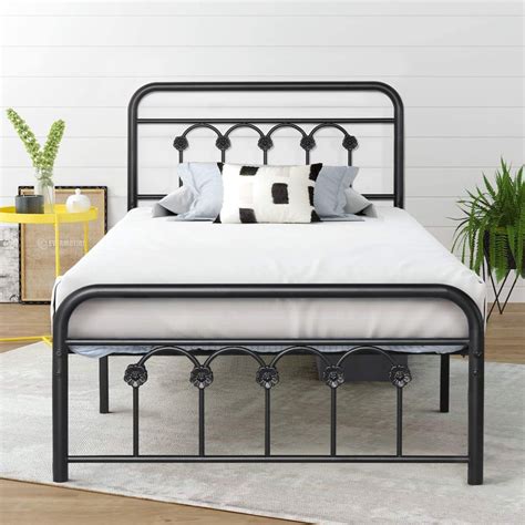 VECELO 12.2 Metal Platform Bed Frame with Headboard and Footboard Mattress Foundation No Box ...