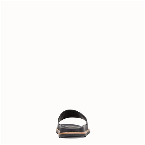 Fendi Leather Slides Slides in Black for Men - Save 18% - Lyst