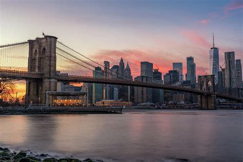 Vibrant Brooklyn Bridge Sunset Photograph by Andrew Kaslick - Pixels