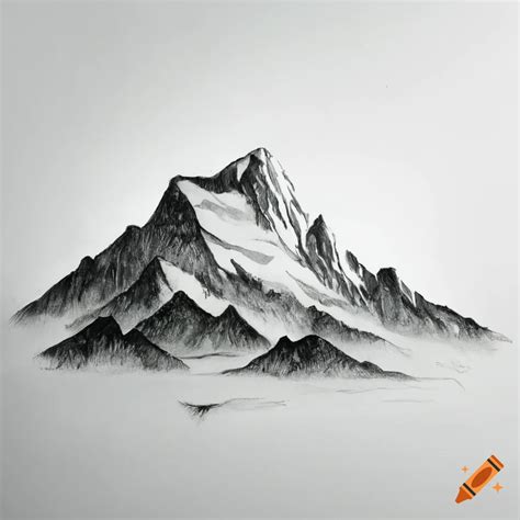 Pencil drawing of a mountain on Craiyon