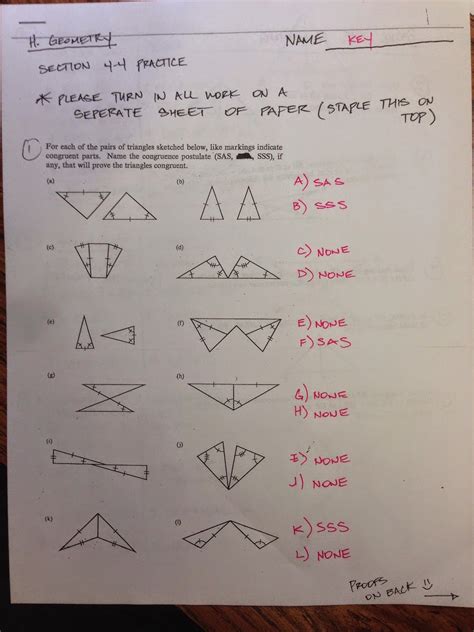 Triangle Congruence Practice Worksheet - Onlineworksheet.my.id