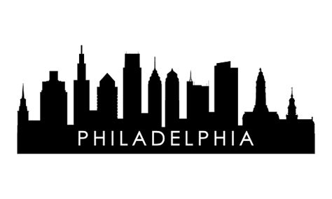 Philadelphia Skyline Silhouette Black Philadelphia City Design Isolated On White Background ...