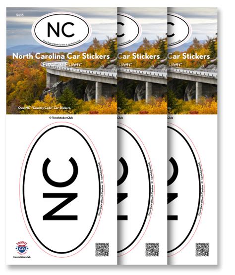 North Carolina State Sticker 3 Pack - Travel Sticker Club