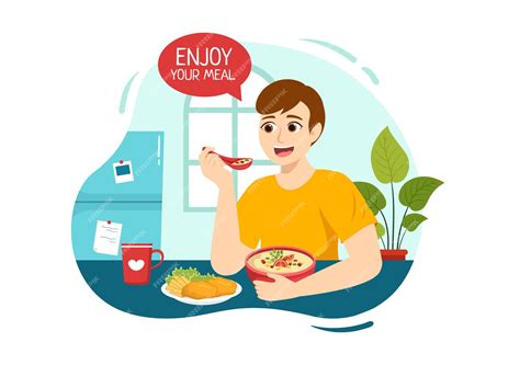 Premium Vector | Enjoy your meal vector illustration a variety of ...