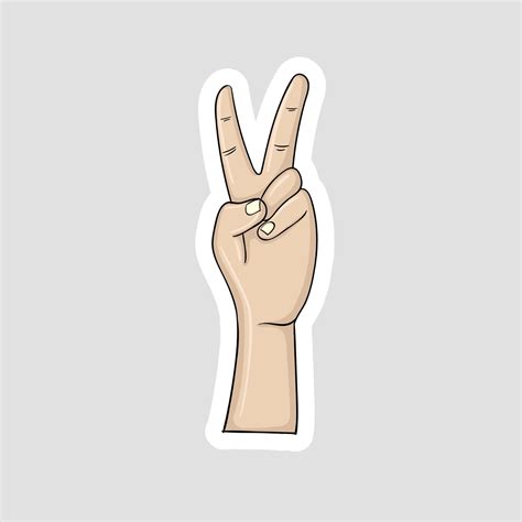 Hand Drawn Peace Hand Emoji Sticker 3256865 Vector Art at Vecteezy