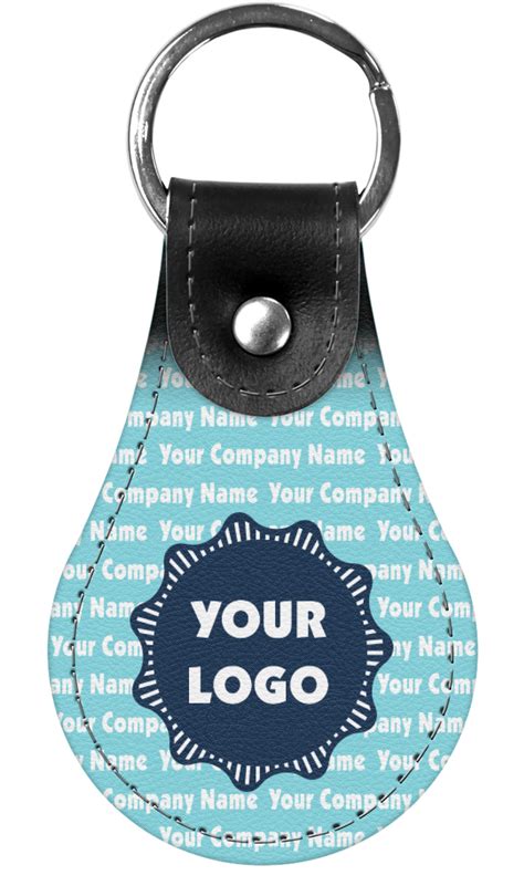 Logo & Company Name Genuine Leather Keychain (Personalized ...