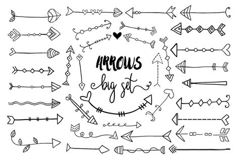 Hand drawn doodle arrow clipart, Tribal arrows cute boho clip art By ...