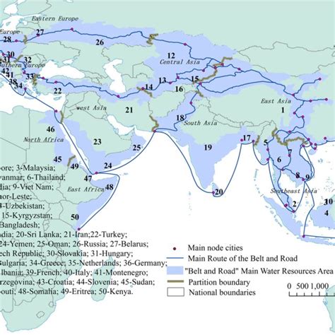 Main route of the “Belt and Road” and main countries | Download ...