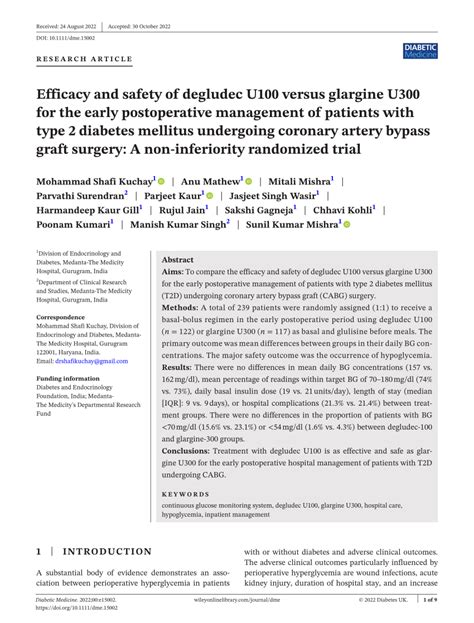 (PDF) Efficacy and safety of degludec U100 versus glargine U300 for the early postoperative ...