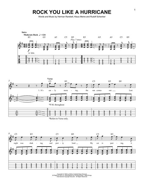 Rock You Like A Hurricane by Scorpions - Easy Guitar Tab - Guitar ...