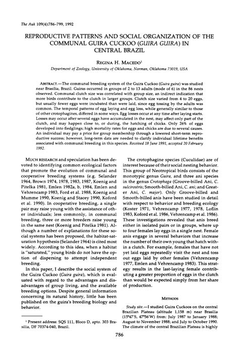 (PDF) Reproductive Patterns and Social Organization of the Communal Guira Cuckoo (Guira guira ...