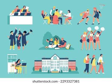 Students Flat Icons Set University Campus Stock Vector (Royalty Free) 2293327381 | Shutterstock