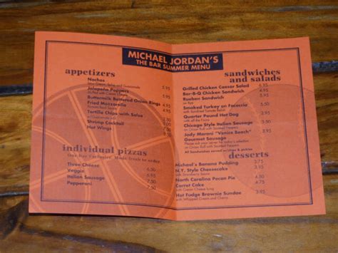 Rare-Vintage 1994 Michael Jordan's Restaurant-The Bar Summer Menu 9"x6" Flyer | eBay