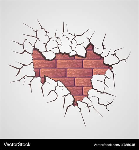 Cracks with brick wall Royalty Free Vector Image