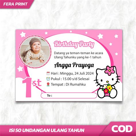 (ISI 50 PCS) UNDANGAN ULANG TAHUN TEMA HELLO KITTY / UNDANGAN ULTAH ...