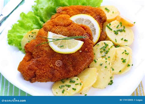 Wiener Schnitzel With Potato Salad Royalty Free Stock Photo - Image: 17412005