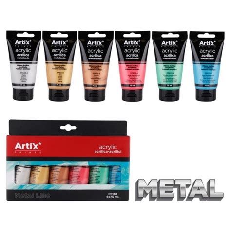 Acrylic paint set 6x75ml, metal @ Arte E-pood