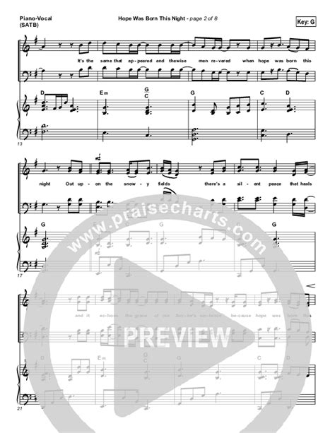 Hope Was Born This Night Sheet Music PDF (Sidewalk Prophets) - PraiseCharts