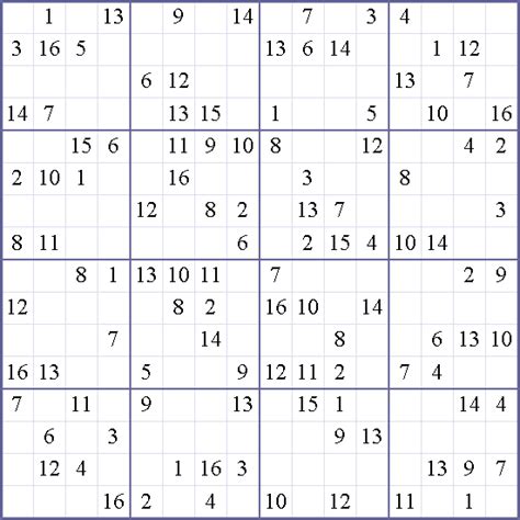 Sudoku Weekly - Free Online Printable Sudoku Games! 16x16 hard Puzzle