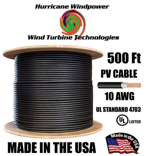 PV Cable 1000V BLACK Solar PV Wire (MC4 compatable) 10AWG 500FT Double-Insulated - Hurricane ...