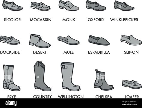 Footwear types of boots for men fashion vector Stock Vector Image & Art - Alamy