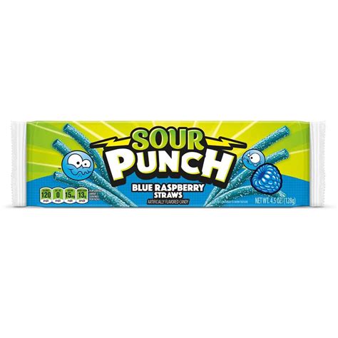 Sour Punch Blue Raspberry Straws 4.5 oz. Tray - All City Candy