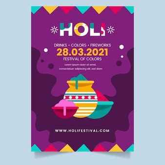 Olifant holi festival partij poster | Gratis Vector