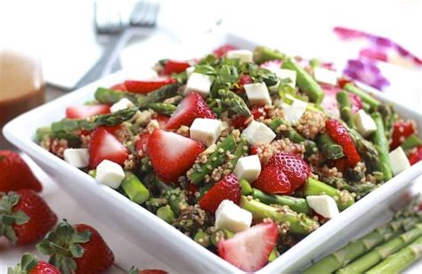 Asparagus, Strawberry and Quinoa Caprese Salad - Destination Delish