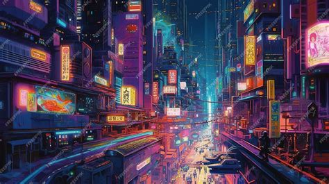 Premium AI Image | A cyberpunk cityscape with a neon sign that says ...