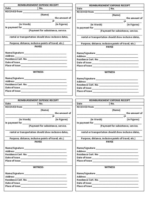 Reimbursement Expense Receipt | PDF | Payments | Services (Economics)