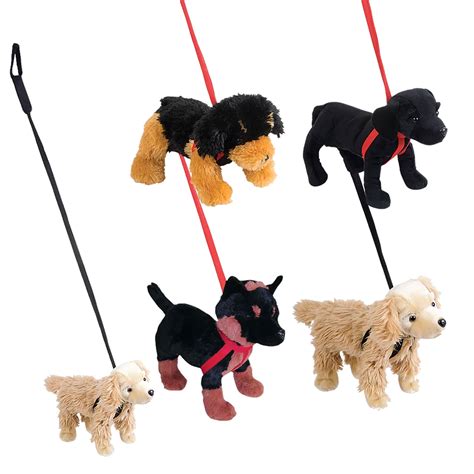 Plush Dog On A Leash - 12 Inch - Assorted Colors: Rebecca's Toys & Prizes